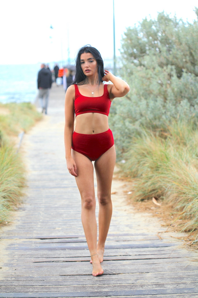 Juna High Waist Bottoms Red - swimm
