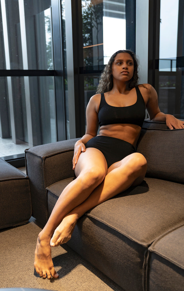 Juna High Waist  Bottoms Black - swimm